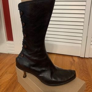 Calf high lace up boots